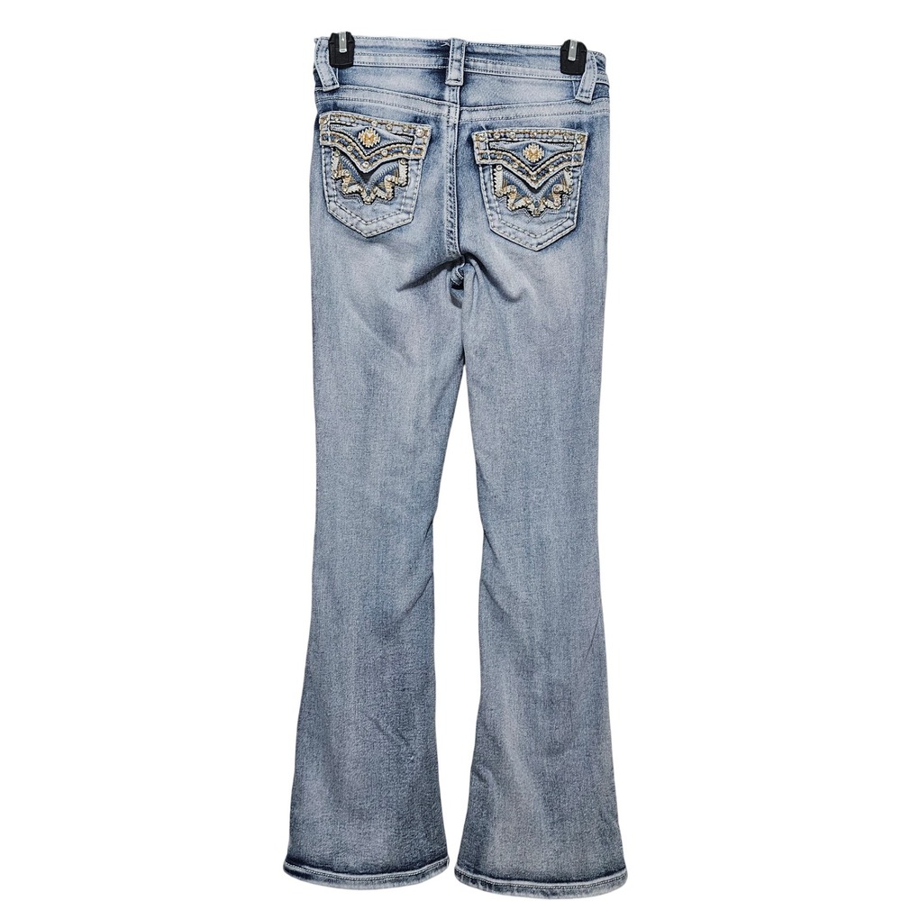 Fire & Rain Y2K Flare Jeans Size 1 Acid Wash Embellished Rhinestone Western Boho - Picture 2 of 12